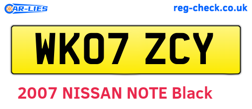 WK07ZCY are the vehicle registration plates.