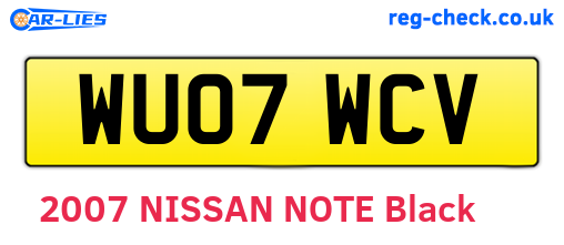 WU07WCV are the vehicle registration plates.