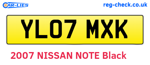YL07MXK are the vehicle registration plates.