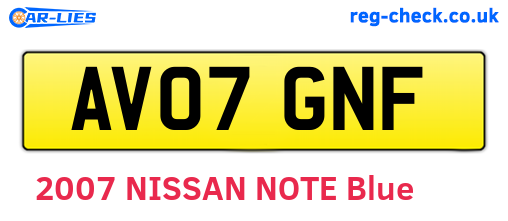 AV07GNF are the vehicle registration plates.