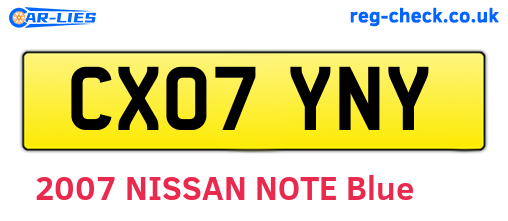 CX07YNY are the vehicle registration plates.