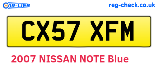 CX57XFM are the vehicle registration plates.