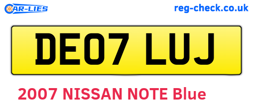 DE07LUJ are the vehicle registration plates.