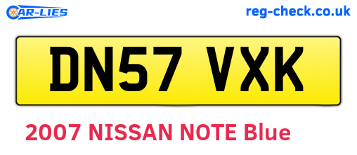 DN57VXK are the vehicle registration plates.