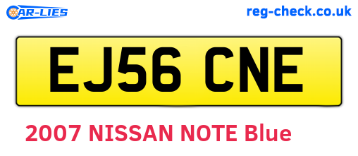 EJ56CNE are the vehicle registration plates.