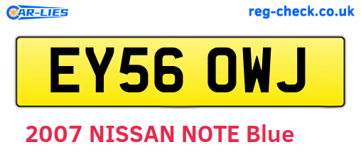 EY56OWJ are the vehicle registration plates.