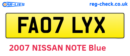 FA07LYX are the vehicle registration plates.