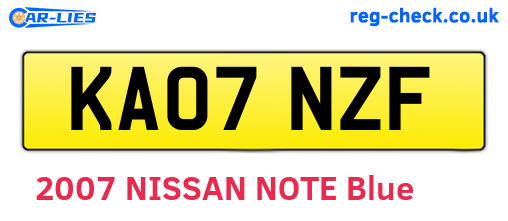 KA07NZF are the vehicle registration plates.