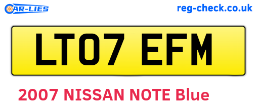 LT07EFM are the vehicle registration plates.