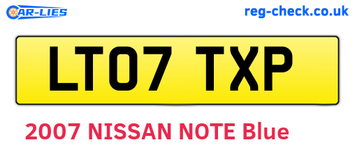 LT07TXP are the vehicle registration plates.
