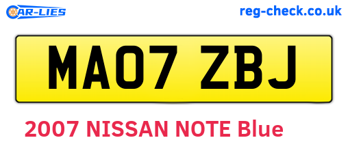 MA07ZBJ are the vehicle registration plates.