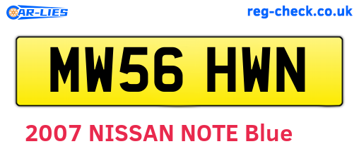 MW56HWN are the vehicle registration plates.