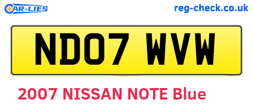 ND07WVW are the vehicle registration plates.