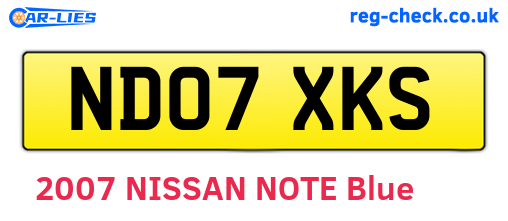 ND07XKS are the vehicle registration plates.