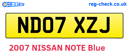 ND07XZJ are the vehicle registration plates.