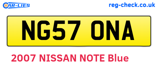 NG57ONA are the vehicle registration plates.