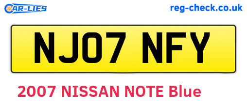 NJ07NFY are the vehicle registration plates.