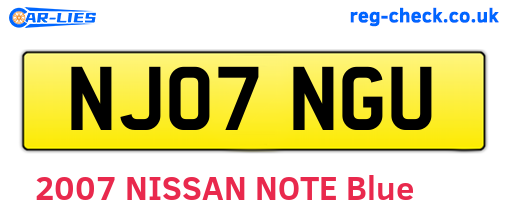 NJ07NGU are the vehicle registration plates.