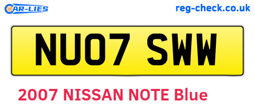 NU07SWW are the vehicle registration plates.