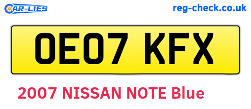 OE07KFX are the vehicle registration plates.