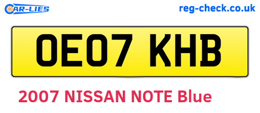 OE07KHB are the vehicle registration plates.