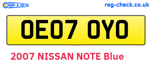 OE07OYO are the vehicle registration plates.
