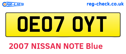 OE07OYT are the vehicle registration plates.