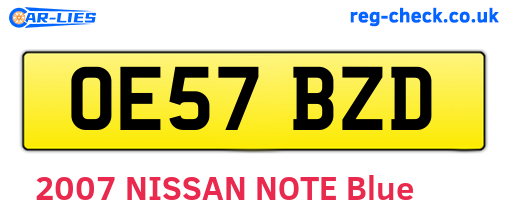 OE57BZD are the vehicle registration plates.