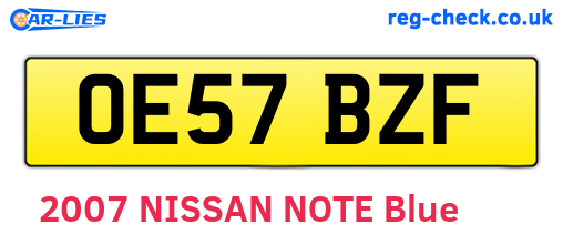 OE57BZF are the vehicle registration plates.