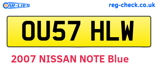 OU57HLW are the vehicle registration plates.