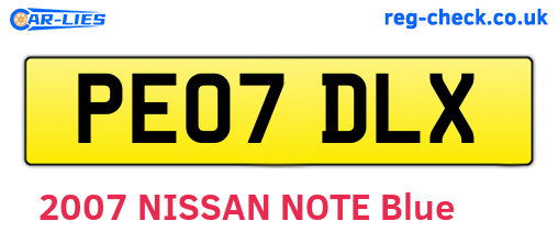 PE07DLX are the vehicle registration plates.