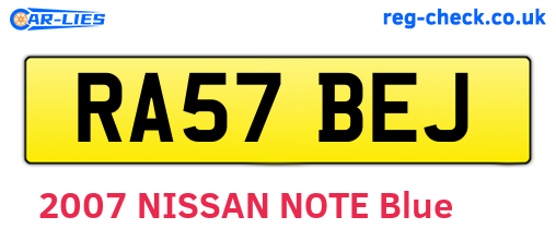 RA57BEJ are the vehicle registration plates.
