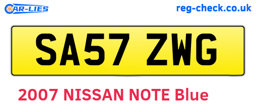 SA57ZWG are the vehicle registration plates.