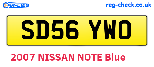 SD56YWO are the vehicle registration plates.