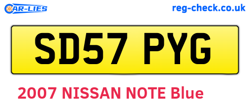 SD57PYG are the vehicle registration plates.