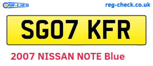 SG07KFR are the vehicle registration plates.