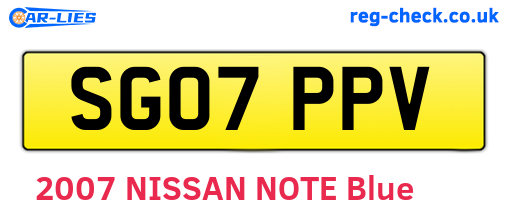 SG07PPV are the vehicle registration plates.