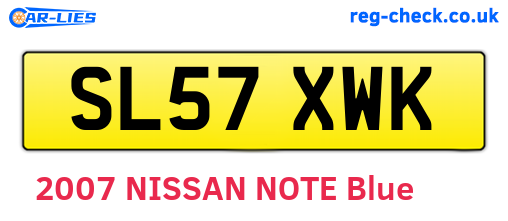 SL57XWK are the vehicle registration plates.