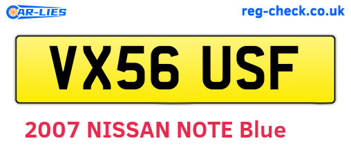 VX56USF are the vehicle registration plates.