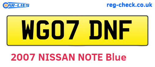 WG07DNF are the vehicle registration plates.
