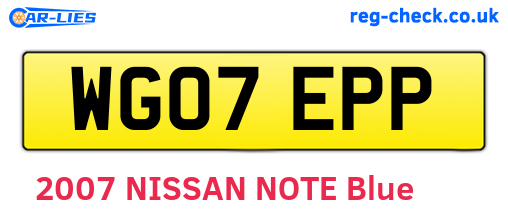 WG07EPP are the vehicle registration plates.