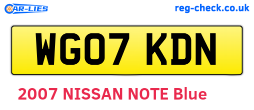 WG07KDN are the vehicle registration plates.