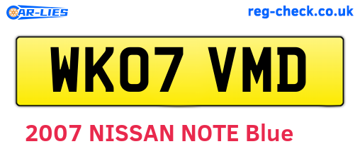 WK07VMD are the vehicle registration plates.