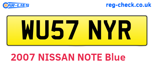 WU57NYR are the vehicle registration plates.