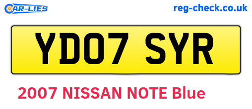 YD07SYR are the vehicle registration plates.