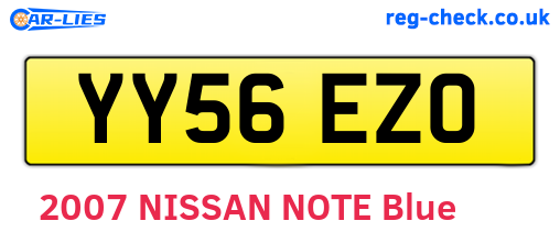 YY56EZO are the vehicle registration plates.