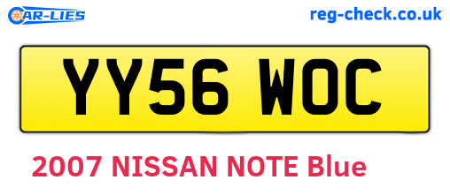 YY56WOC are the vehicle registration plates.