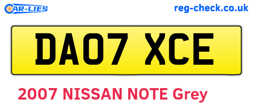 DA07XCE are the vehicle registration plates.