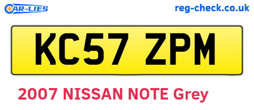 KC57ZPM are the vehicle registration plates.