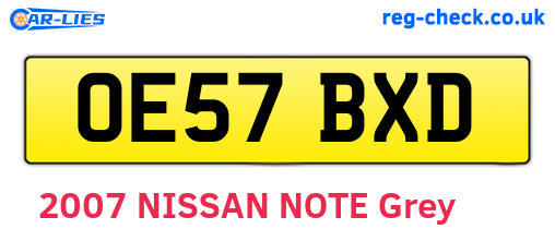 OE57BXD are the vehicle registration plates.